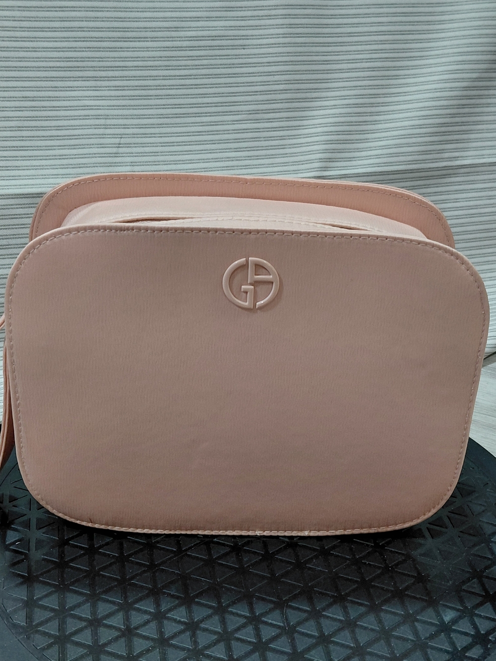 GIORGIO ARMANI Blush Pink Beauty  Cosmetic Bag Textured Leather Like Material